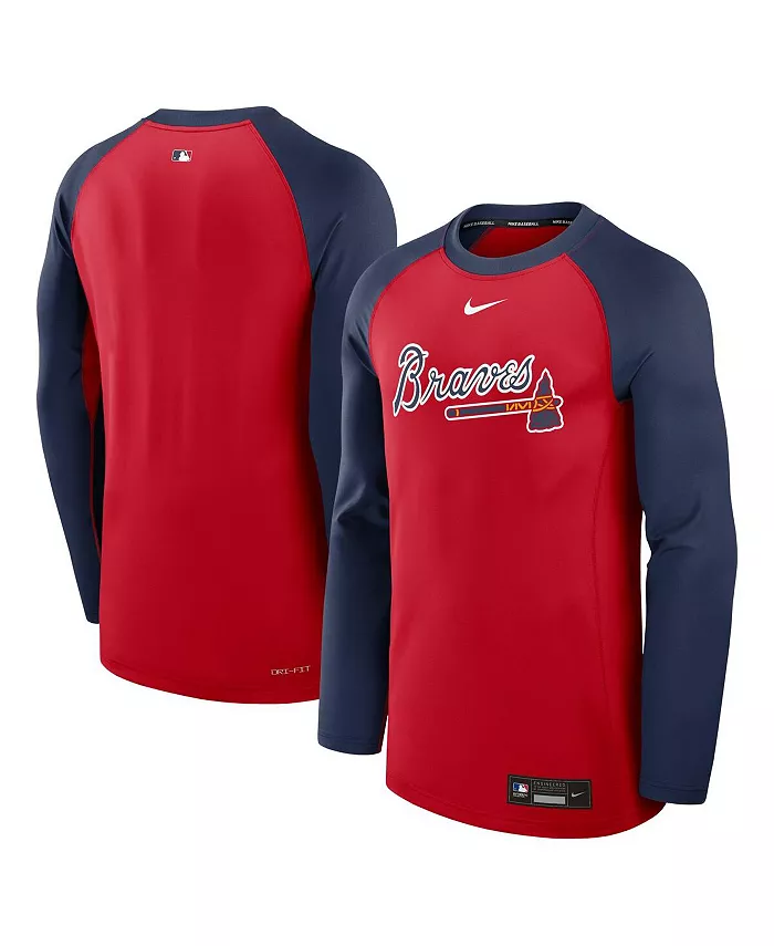 

Мужская футболка с длинным рукавом Atlanta Braves Authentic Collection Game Time Raglan Performance, цвет: красный/темно-синий Nike