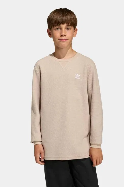 Лонгслив детский из эластичного трикотажа Adidas Originals, бежевый