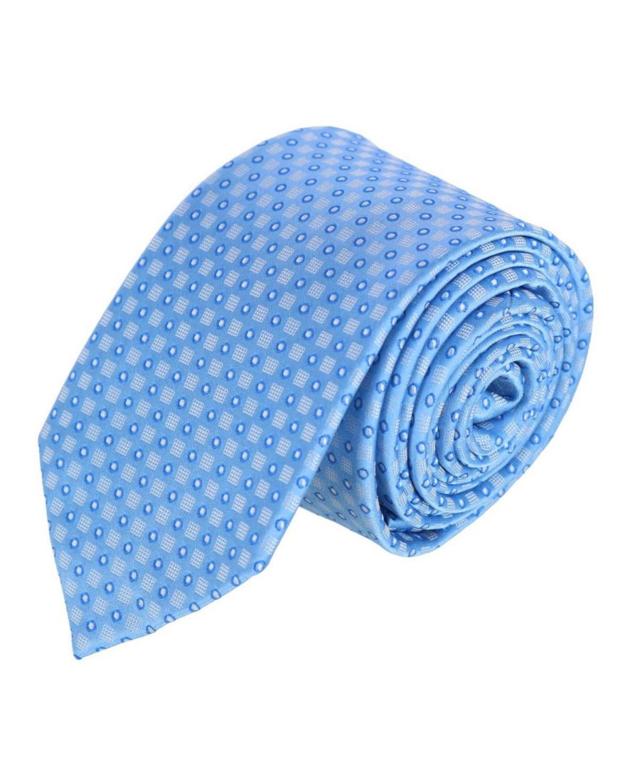 

Мужской шелковый деловой галстук Ewing в квадратную форму с горошком TRAFALGAR, Light blue with dark blue contrast