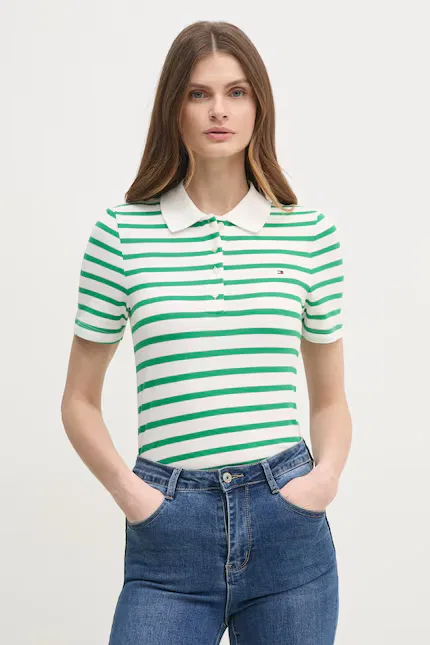 Поло с коротким рукавом в полоску Tommy Hilfiger, зеленый