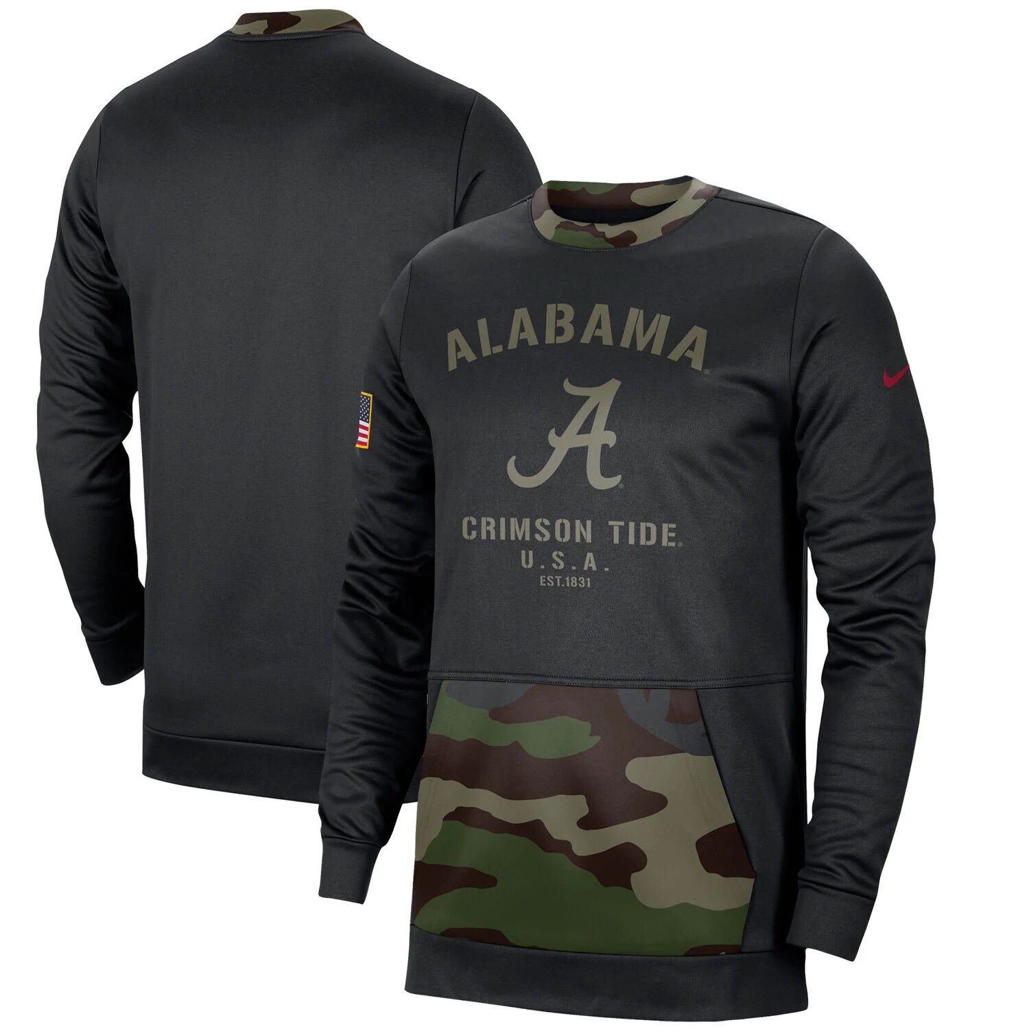 Мужской черный/камуфляжный пуловер Alabama Crimson Tide в стиле милитари свитшот Nike — фото 4