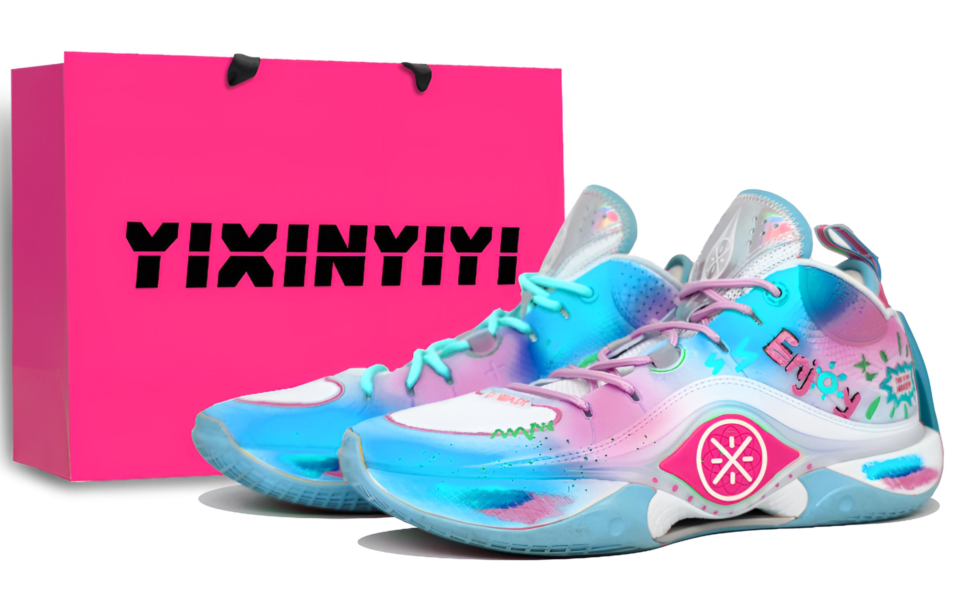 

LINING Wade Shadow 5 амортизирующие ударопрочные отскок низкие баскетбольные кроссовки мужские blue pink