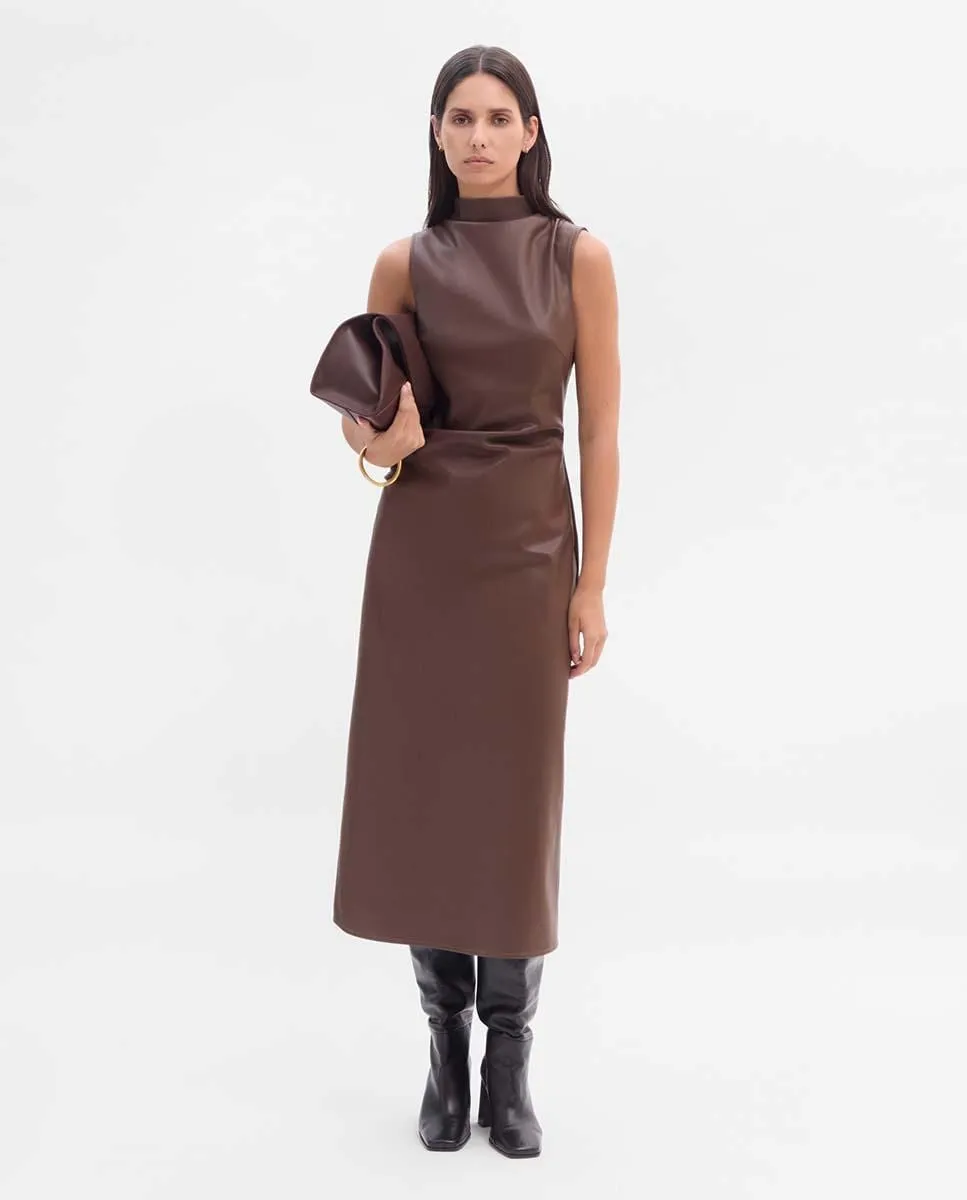 

Платье миди из экокожи Simorra, коричневый