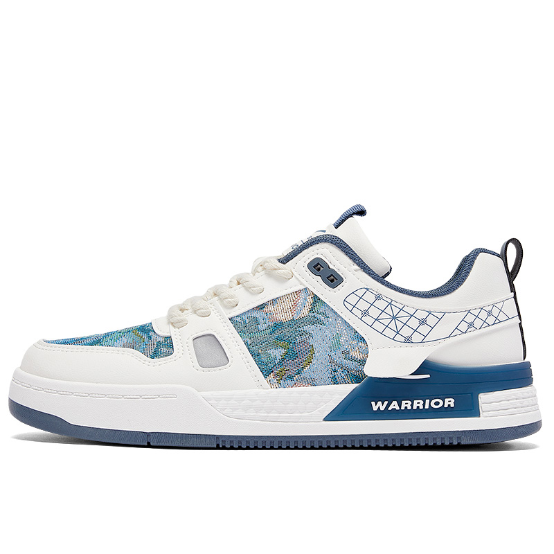 

Воинские амортизирующие легкие низкие скейтерские кроссовки мужские бежево-голубые Warrior