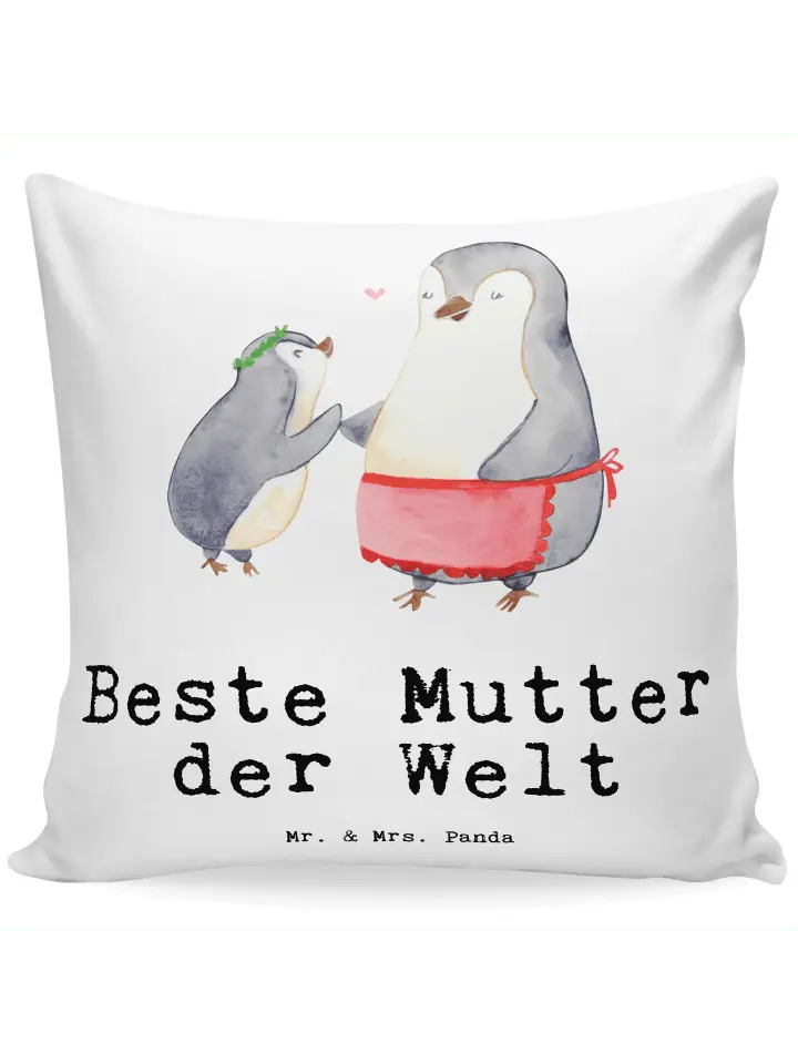 

Подушка Mr & Mrs Panda 40x40 Pinguin Beste Mutter der Welt, белый