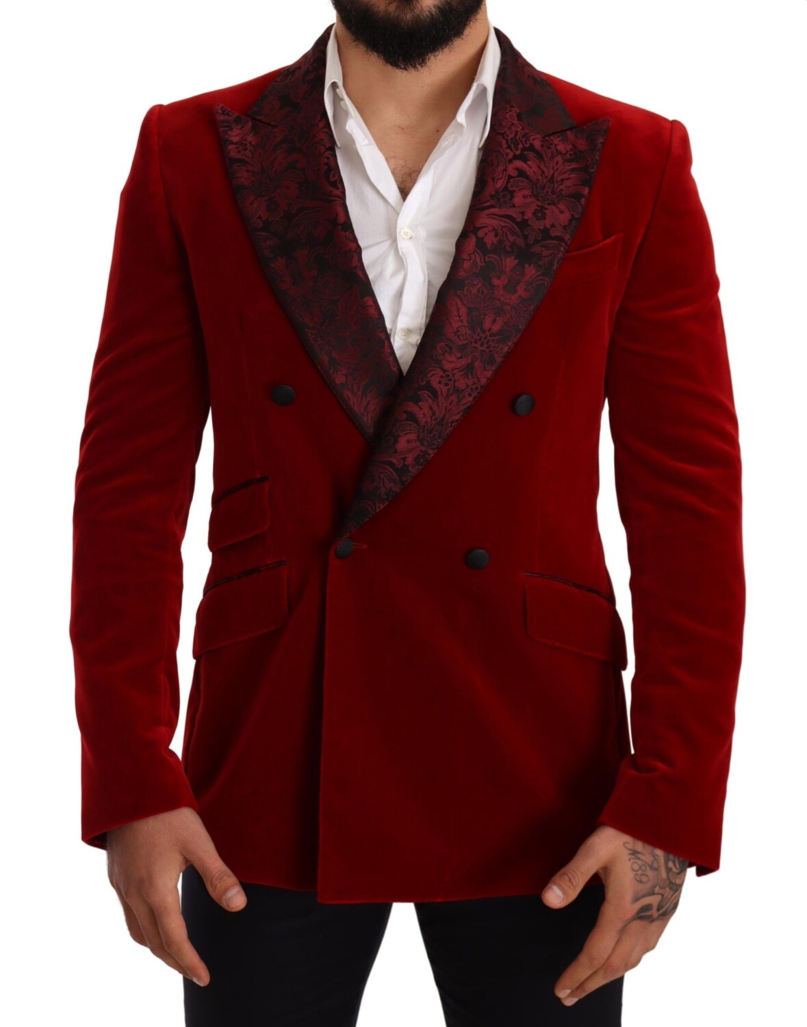 

Элегантный двубортный блейзер с цветочным принтом Dolce & Gabbana, красный