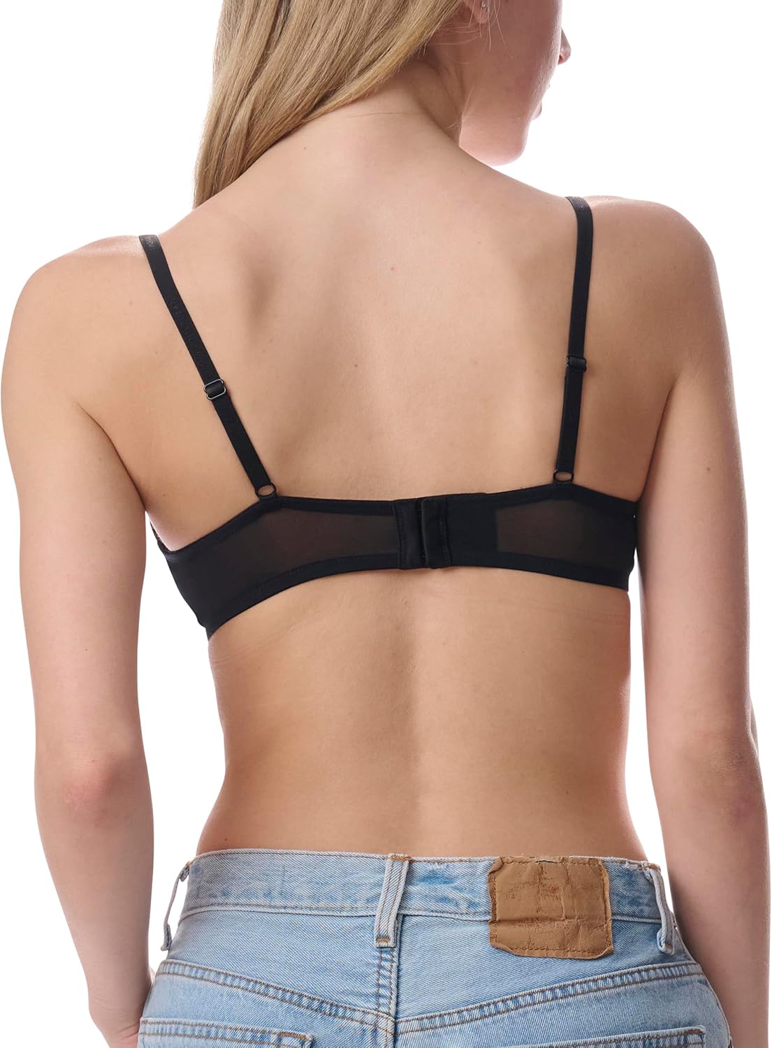 Женский бюстгальтер Tommy Hilfiger с сетчатыми вставками и косточками, Black — фото 4