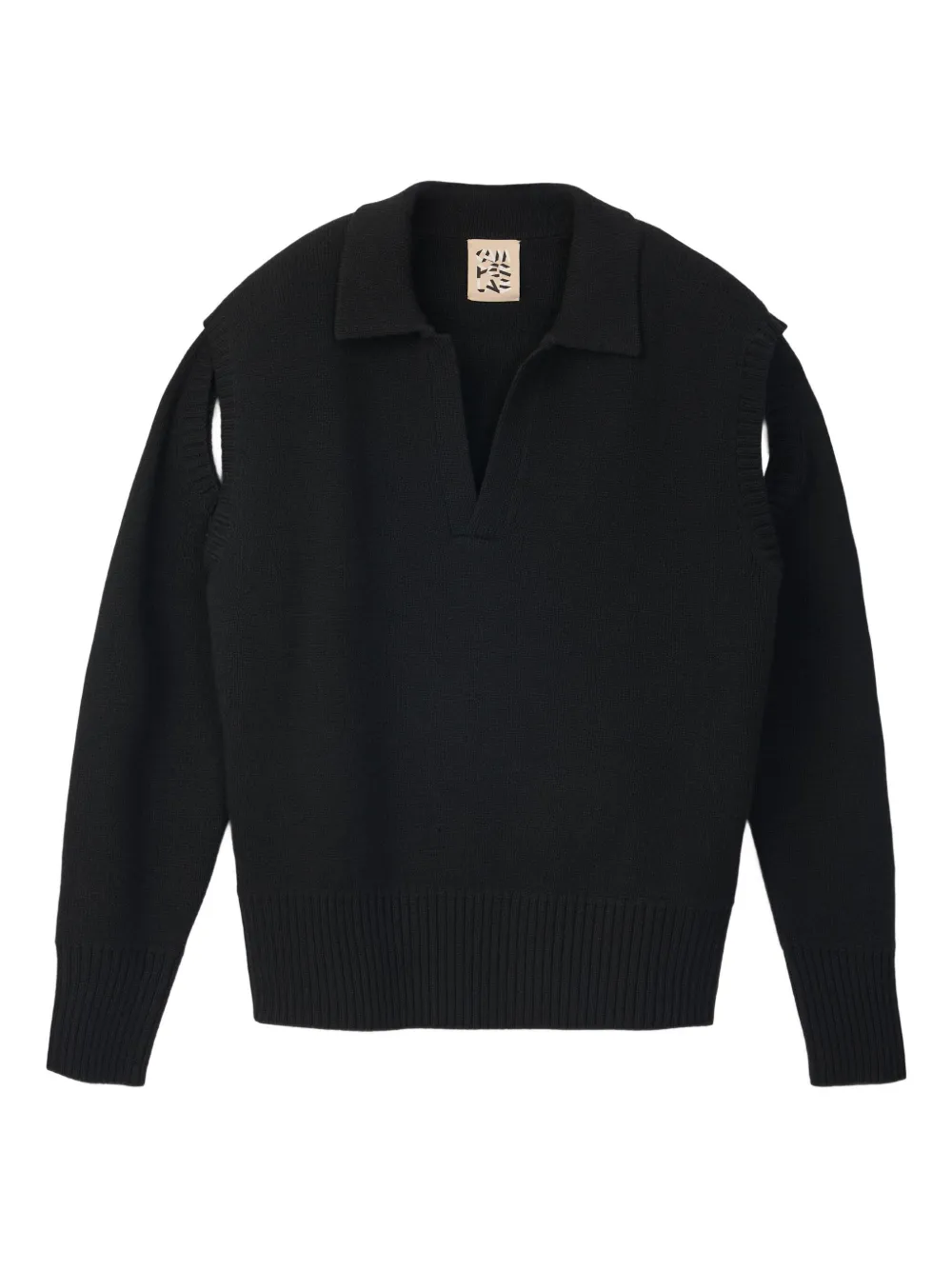 

Свитер с воротником-поло и разрезами на рукавах CamperLab, черный