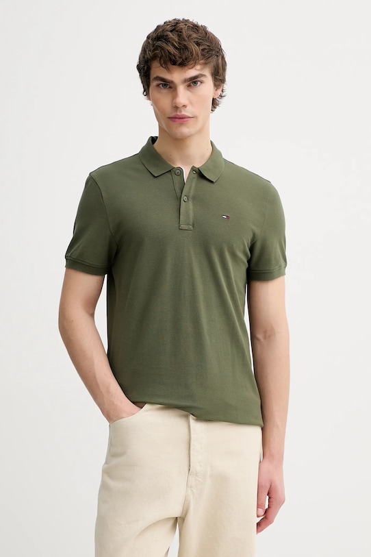 

Хлопковое поло Tommy Jeans, зеленый