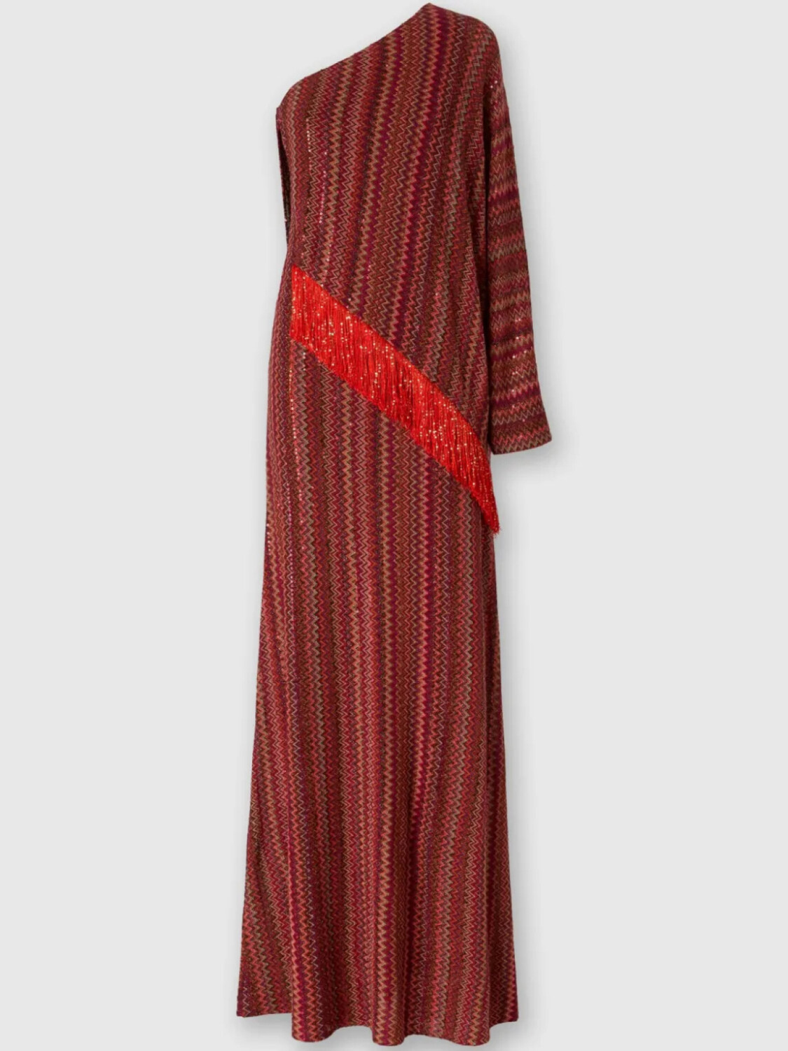 

Платье Missoni с зигзагообразным узором на одно плечо, красный