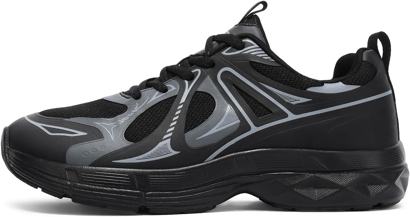 

Мужские кроссовки с толстой подошвой на шнуровке, спортивные, повседневные, противоскользящие, для тенниса, ходьбы и беговых тренировок Lhyxu, черный