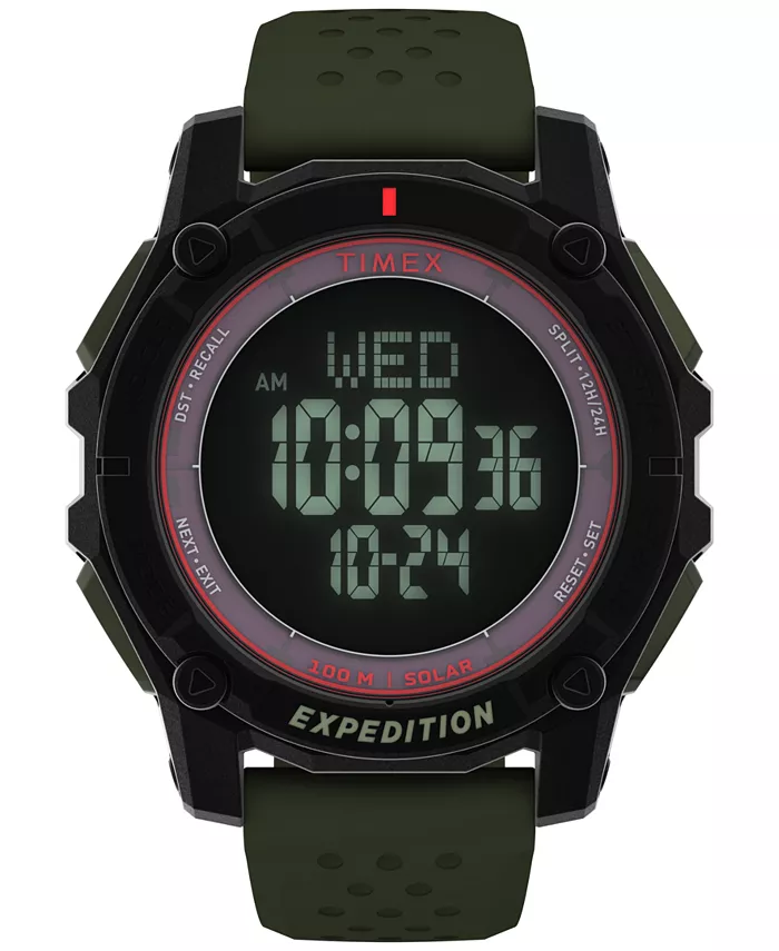 

Мужские хронографные часы с зеленым силиконовым ремешком, 49 мм Timex