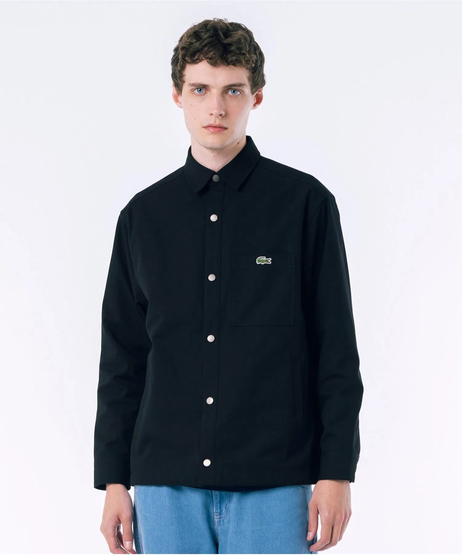 Унисекс ветрозащитная водоотталкивающая рубашка-куртка LACOSTE чёрный