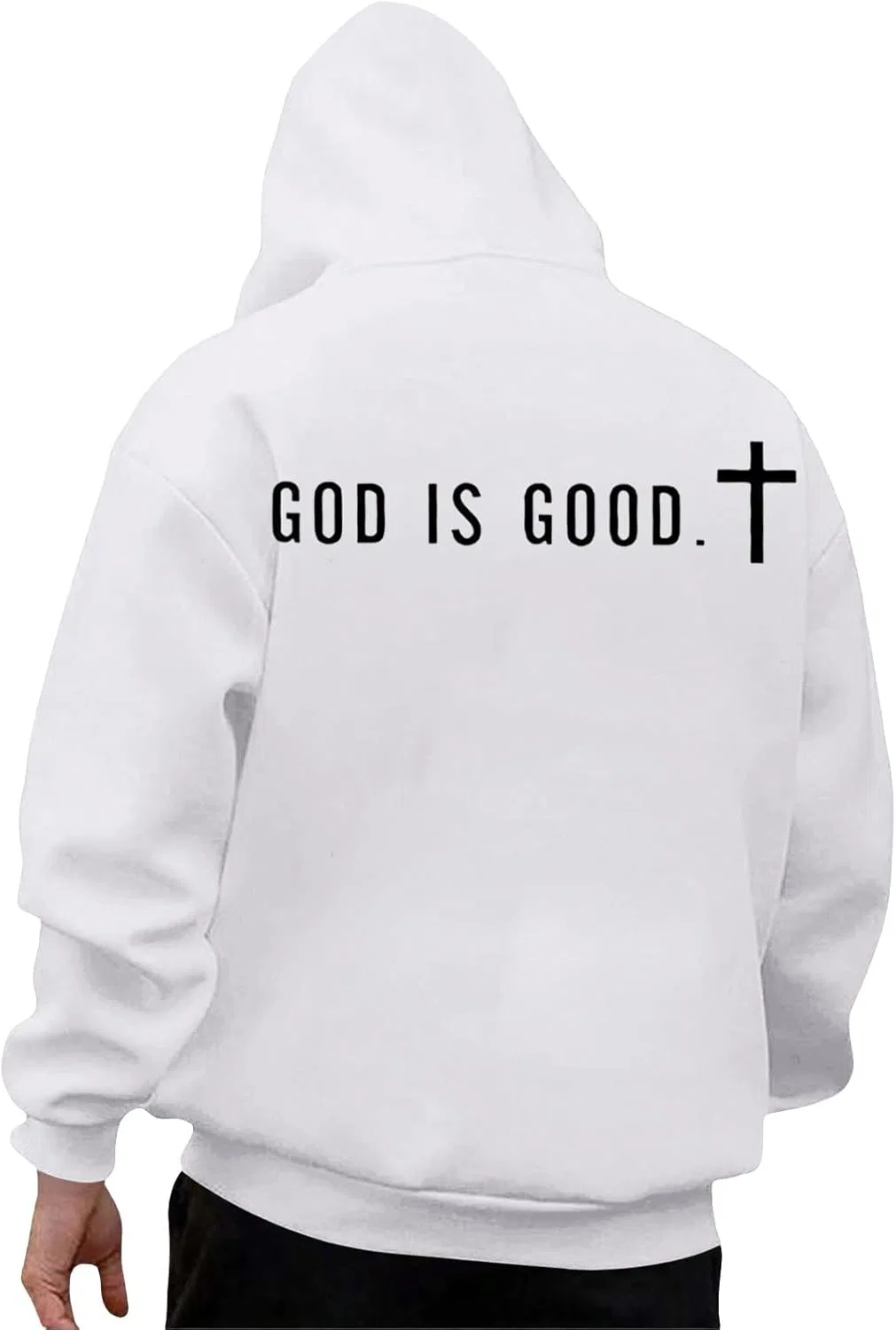 Худи мужское с крестом, Polyester, White, Oversize