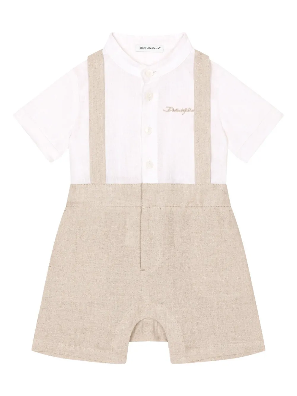 

Льняной многослойный ромпер Dolce & Gabbana Kids, нейтральный
