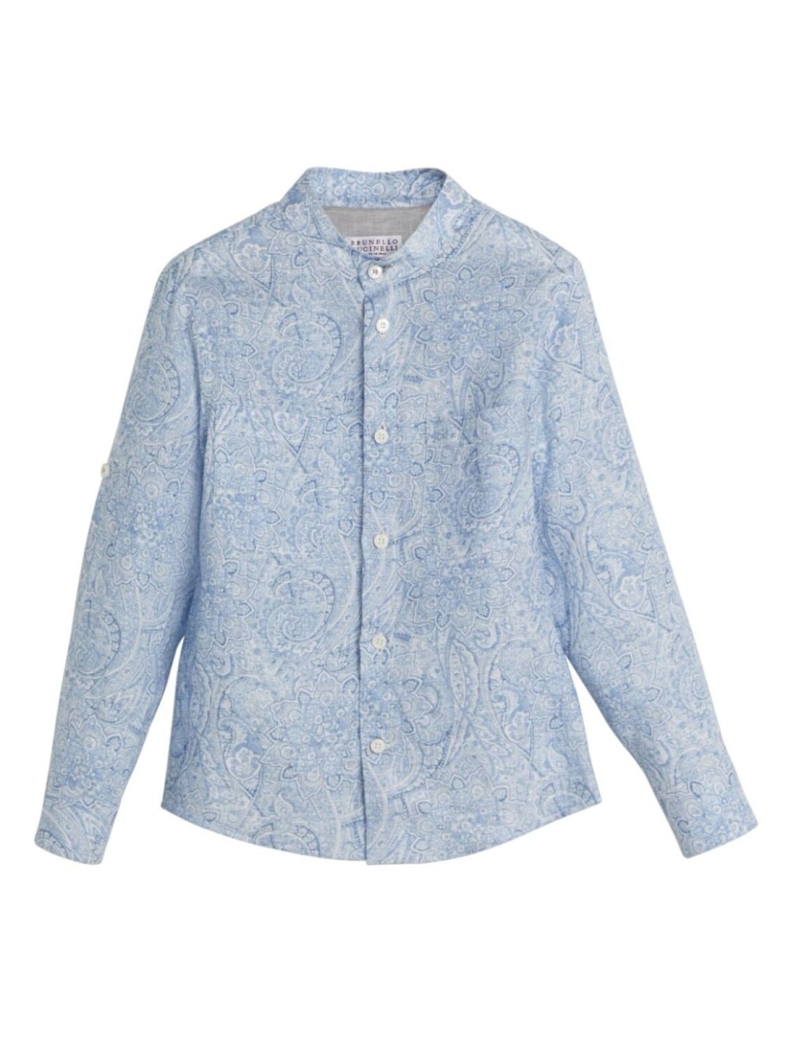

Brunello Cucinelli Kids льняная рубашка с принтом пейсли, синий