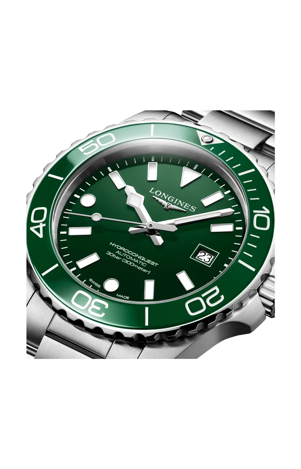 Гидроконквест 42 мм - L3.788.4.06.6 LONGINES, зеленый — фото 2