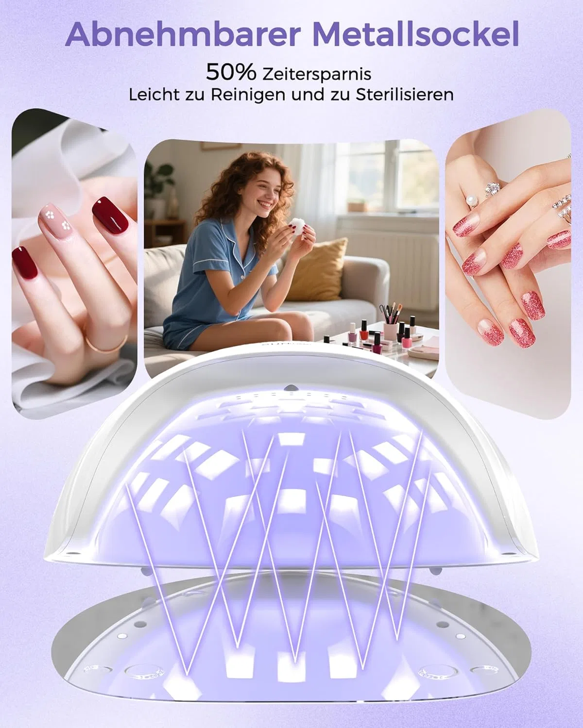 УФ-лампа для гель-лака «Nailgirls» 220 Вт с 4 таймерами ‎Nailgirls, White 220W — фото 4