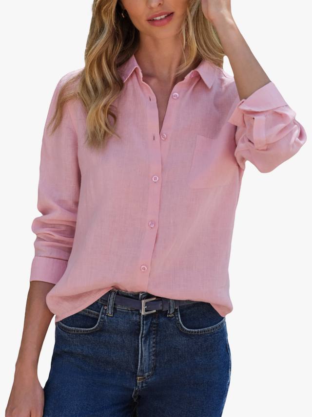 

Льняная рубашка с длинным рукавом Pure Collection, цвет Mid Pink