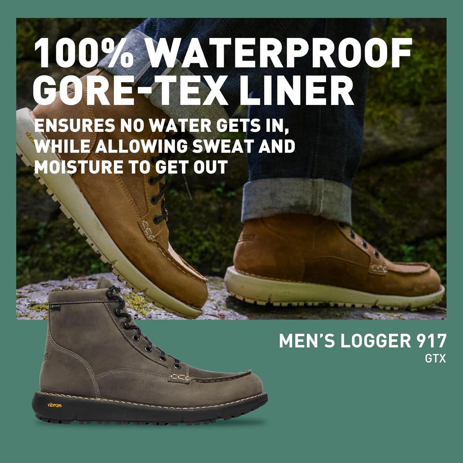 Мужские ботинки Danner Logger 917 с мокротой - водонепроницаемая кожа нубук, дышащая мембрана Gore-Tex, подошва Vibram SPE и протектор 917 для сцепления, Charcoal — фото 2