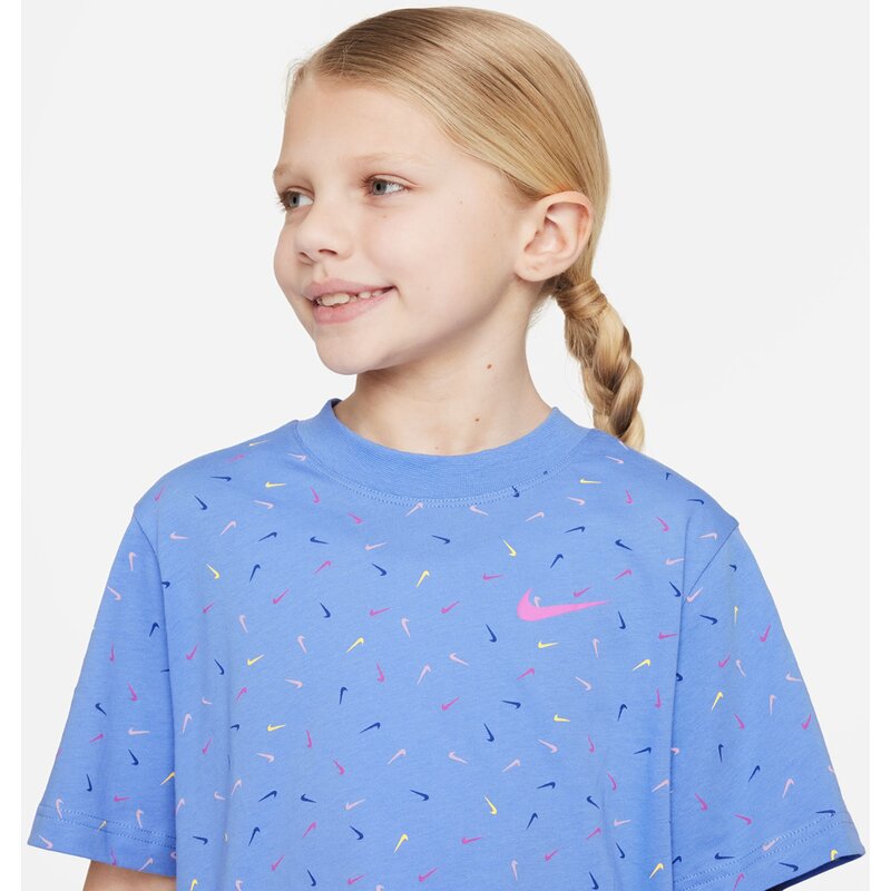 Shirt g nk nsw tee boxy swoosh aop Nike, цвет polar — фото 4