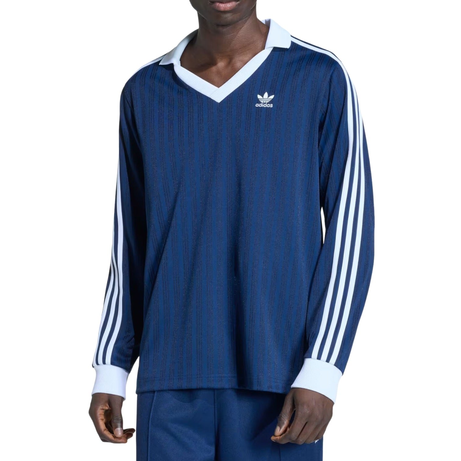Футболка с длинным рукавом Adidas Adicolor Pique 'Night Indigo' — фото 2
