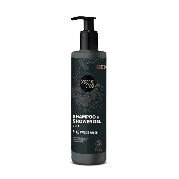 

Бодрящий шампунь и гель Shampoo & Shower Gel 2 In 1 Blackwood & Mint Organic Shop, 280 ml