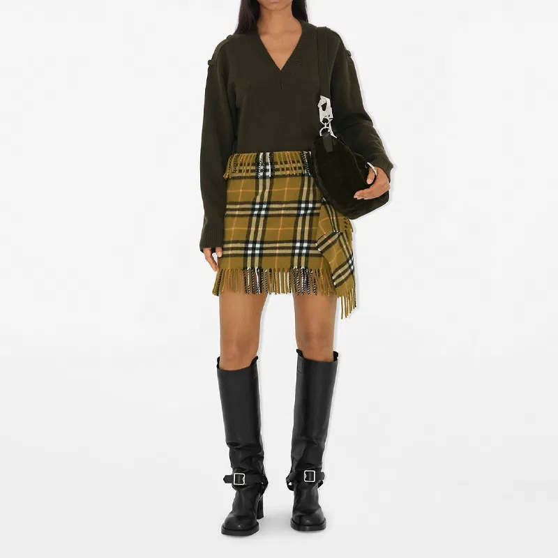 Юбка Burberry, женская, оксид, клетка/бахрома — фото 3