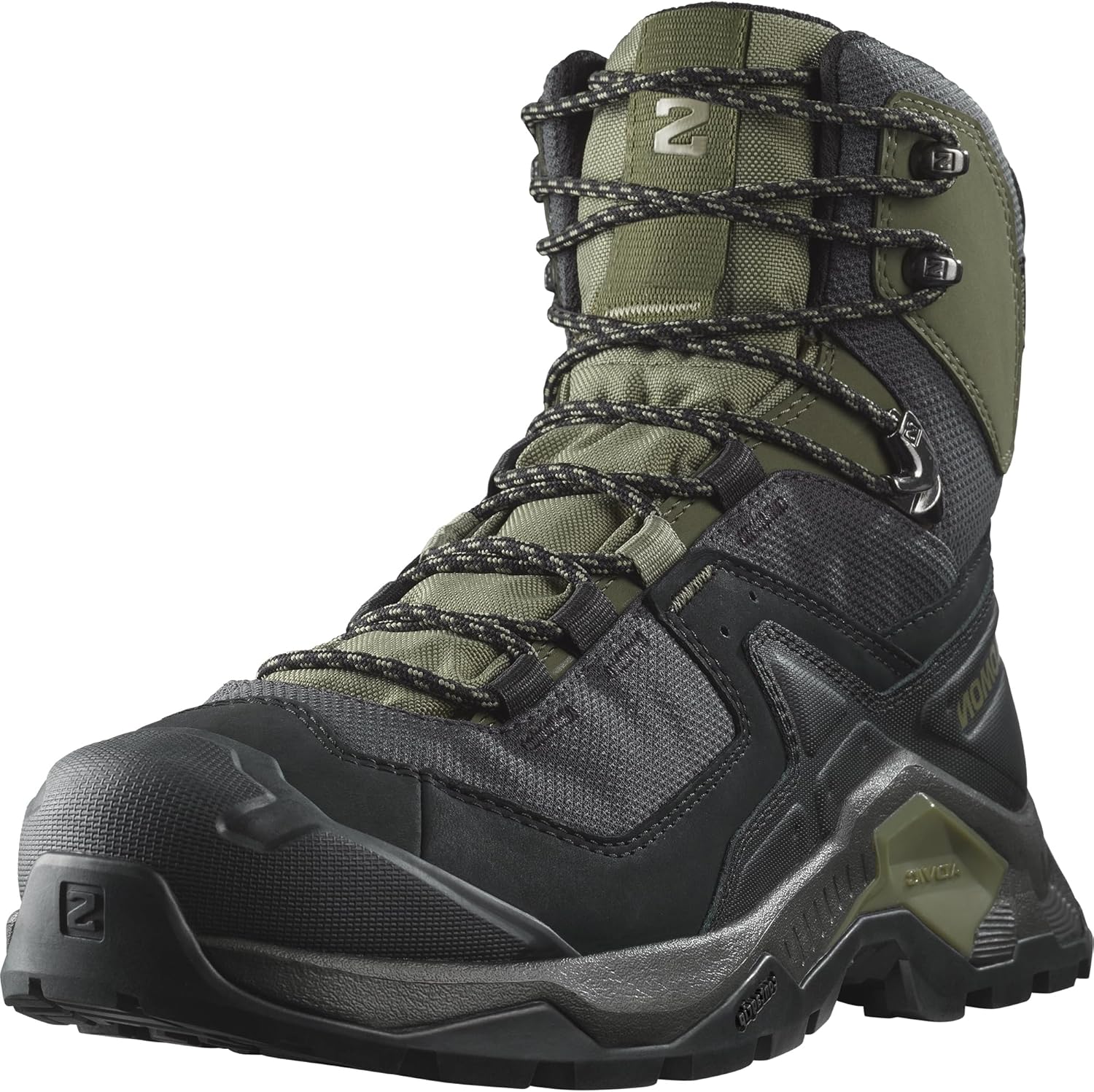 Кроссовки для походов Salomon Men’s Quest Element Gore-Tex, Waterproof Neutral Leather, Black/Deep Lichen Green/Olive Night — фото 3
