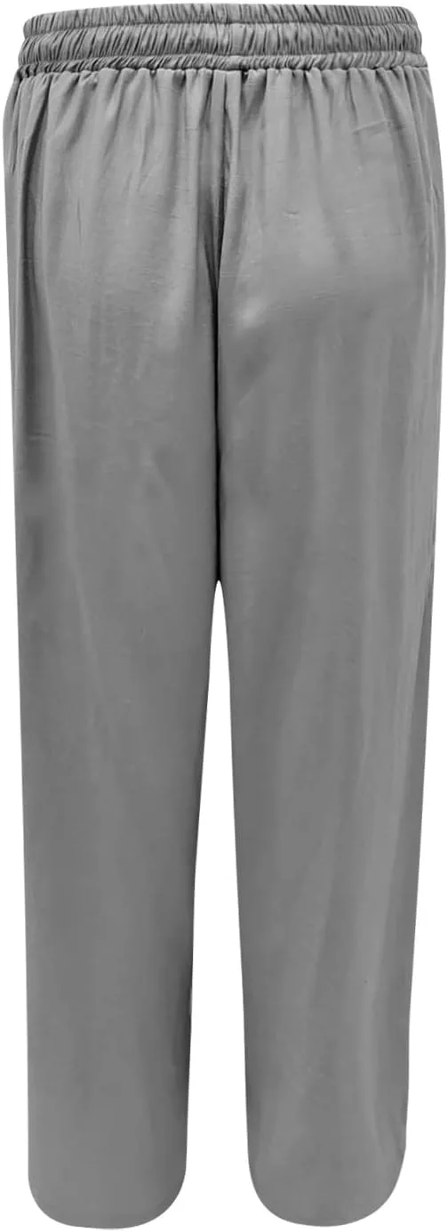 Женские брюки палаццо с высокой талией, широкие и легкие, с карманами — фото 4