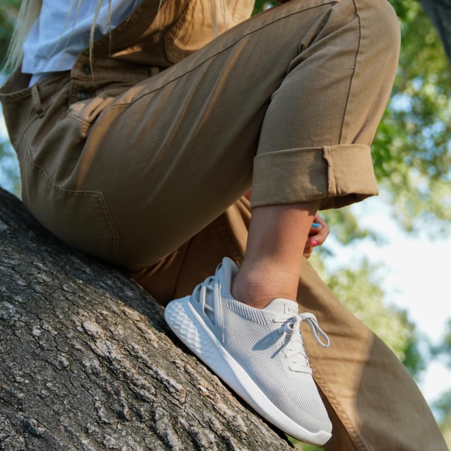 Кроссовки Kizik Slip On: Athens- удобные для носки весь день, без ручного застегивания, дышащий верх из трикотажа, мужские и женские прогулочные туфли с поддержкой свода стопы, серый — фото 2