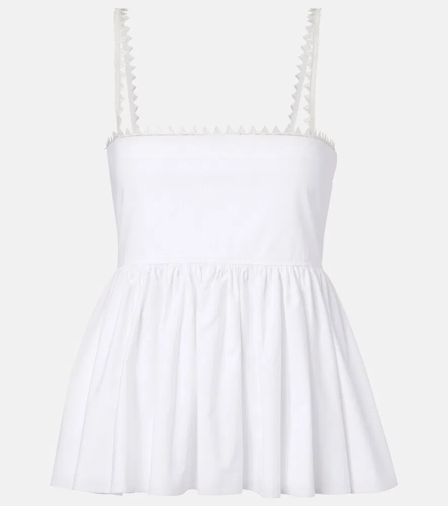Топ с баской из хлопкового поплина Traversin Jacquemus, белый