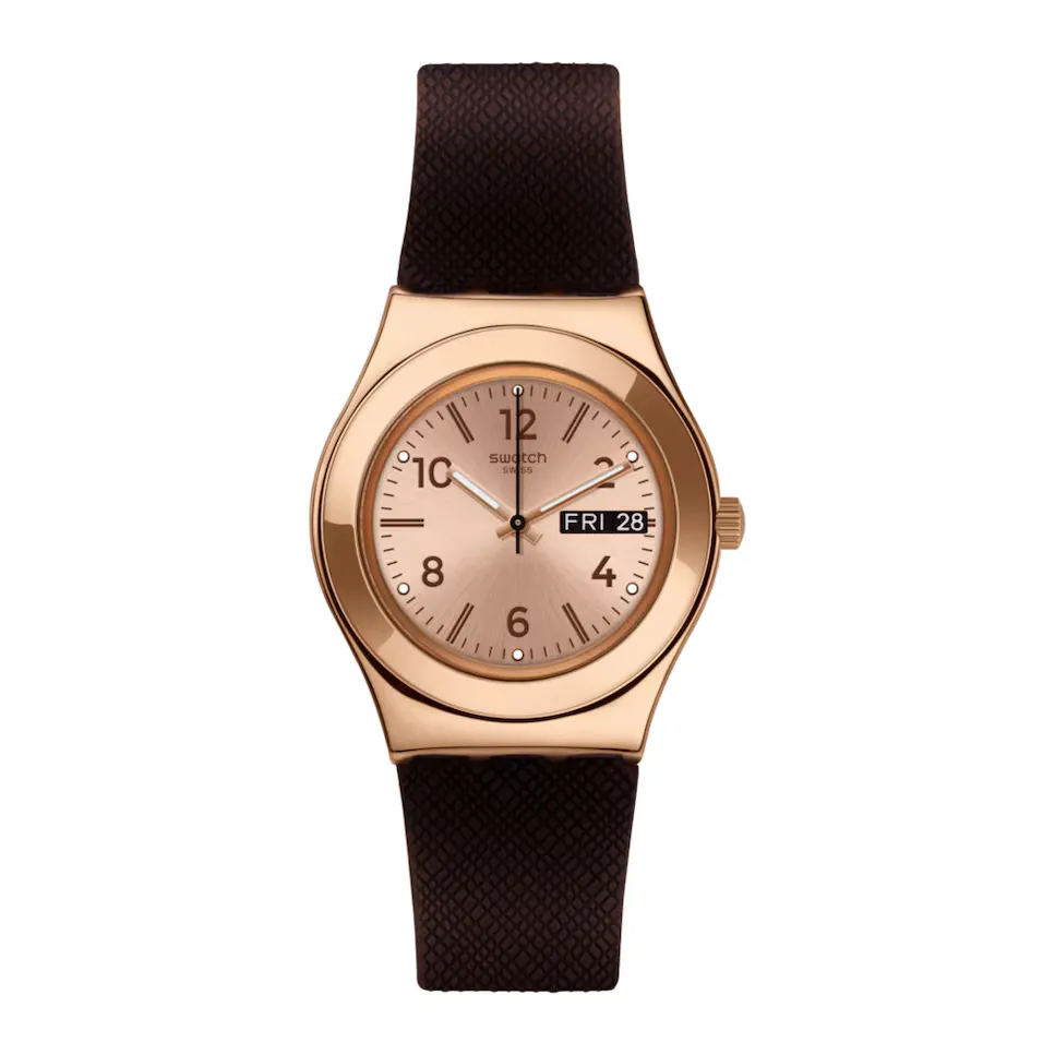 

Часы Brownee с коричневым силиконовым ремешком Swatch, коричневый