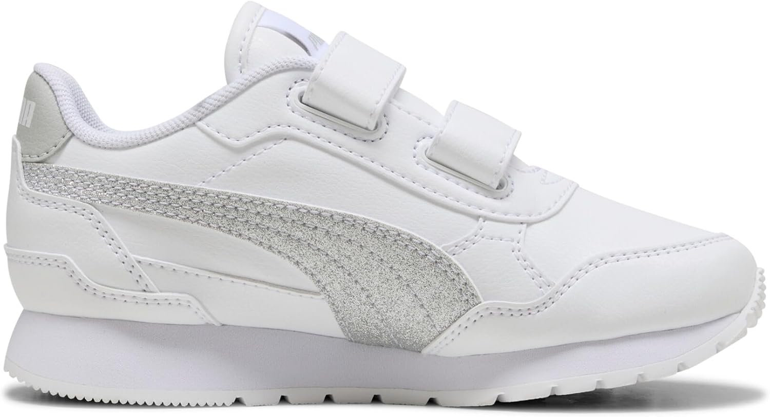 Кроссовки Puma St Runner унисекс-детские на липучке, белый/серый/светло-серый — фото 3