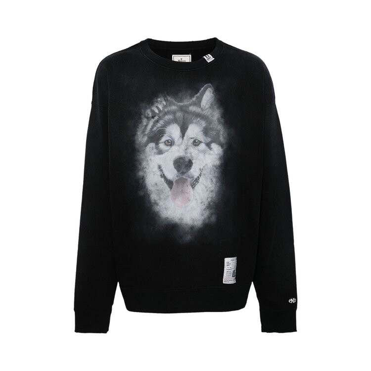 

Пуловер Maison Mihara Distressed Dog Printed Pullover, черный