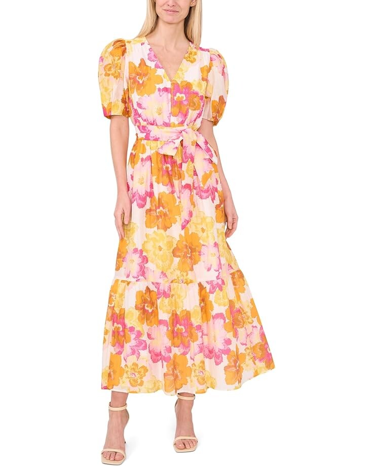 

Платье CeCe Puff Sleeve Maxi With Waist Tie, цвет Radiant Yellow