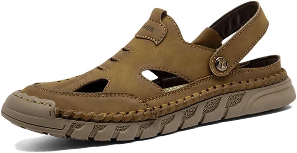 

Мужские классические кожаные римские гладиаторские сандалии на открытом воздухе, стиль кроссовок с легким надеванием для пляжного отдыха Generic, коричневый