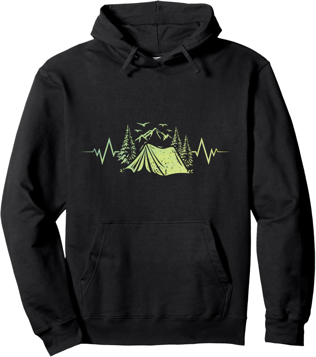 

Толстовка с капюшоном Camping Heartbeat для взрослых любителей природы и кемпингового кресла Camping And Hiking Accessories Camping Gear, черный
