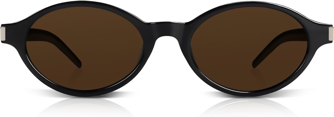 

Солнцезащитные очки DrRelax Retro Oval для женщин, модные, в стиле 90-х, небольшие, винтажные, дизайнерские, с линзами, защищающими от УФ-излучения UV400, Black/ Brown