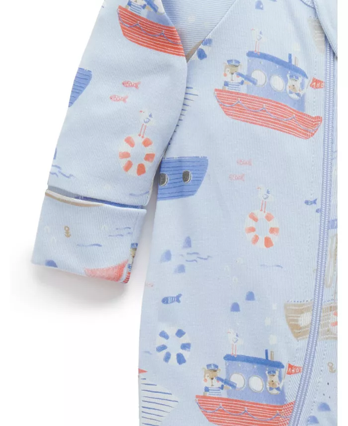 Комбинезон на молнии для мальчиков Baby Boys Purebaby, синий — фото 3