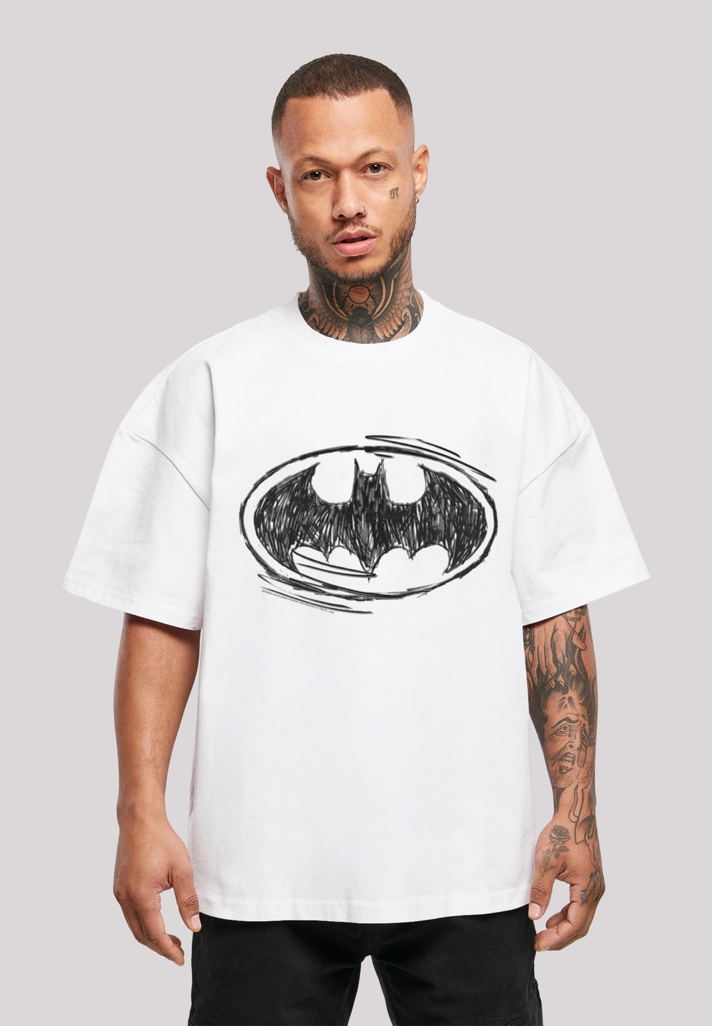 

Футболка с принтом Batman Superheld Comic Sketch Logo Oversize F4NT4STIC, белый