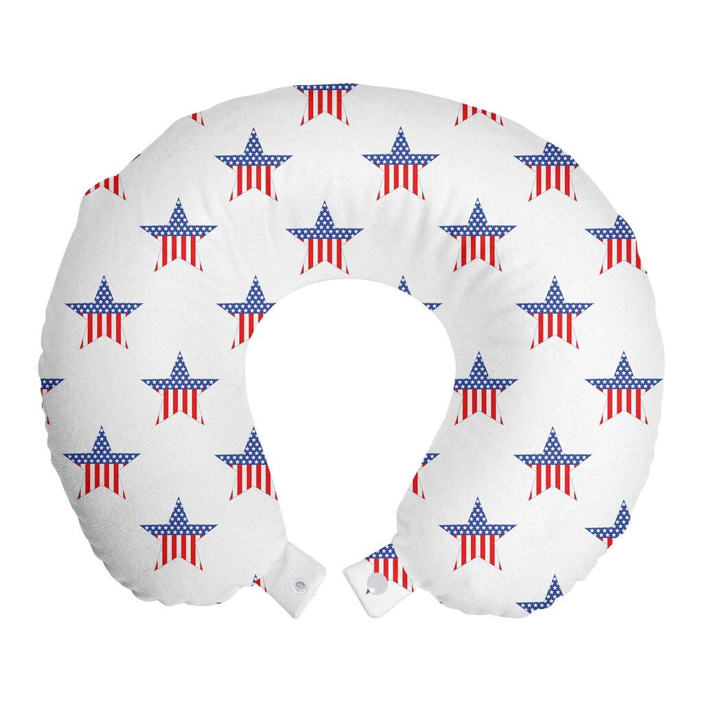 

ABAKUHAUS Дорожная подушка «Четвертое июля», поддержка шеи, полосатые звезды, пенопластовые дорожные принадлежности для самолета и автомобиля, 30x30 см, ярко-синий-белый