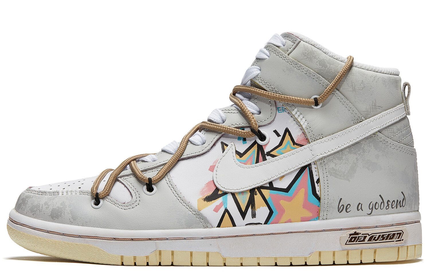 

Кроссовки Nike Dunk Skateboarding Shoes Women's High-top Grey/white, светло-серый