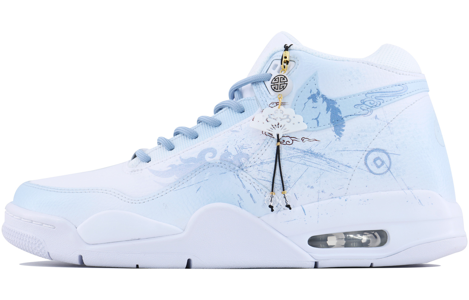 Nike Flight Legacy Galloping Horse Soaring Cloud Абразивоустойчивые кроссовки для баскетбола Mid Top Vintage Unisex White Blue
