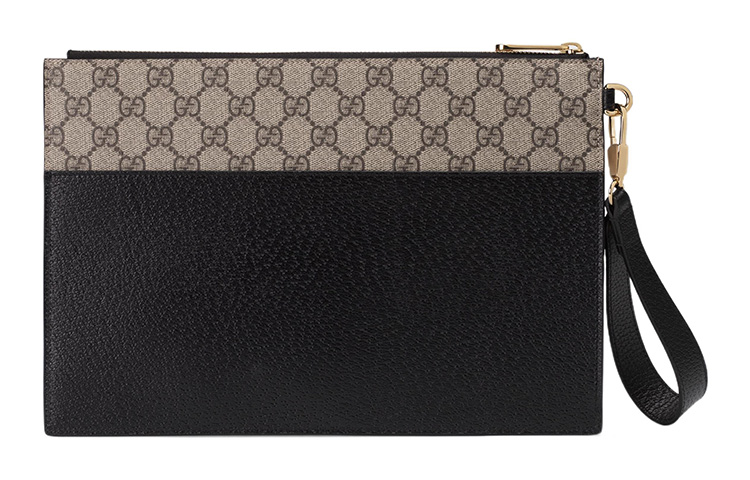 GUCCI Холщовая сумка с кожаным клатчем мужская черная — фото 4
