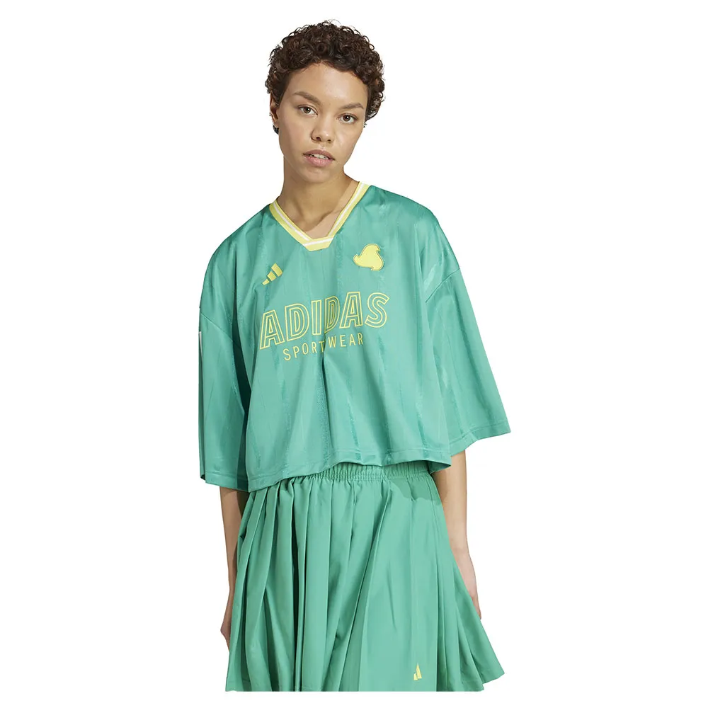 

Футболка adidas Tiro Cut 3 Stripes Oversized Jersey 3/4 sleeve, зеленый