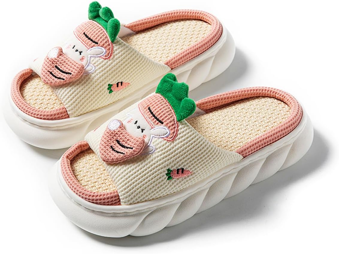 

Тапочки V OPXIN Cow для женщин и мужчин, милые тапочки с мультяшными животными, пушистые/льняные кавайные домашние тапочки, зимние/летние тапочки Cow для дома и улицы, розовый