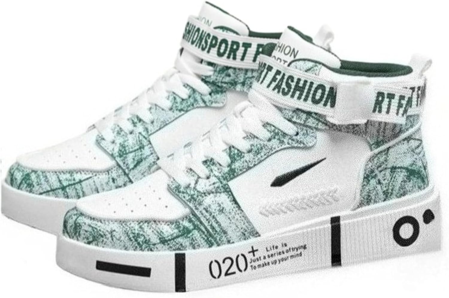 

Высокие кроссовки на шнуровке с платформой для мужчин, кожаные, с плоской подошвой, дышащие, легкие, с круглым носком, удобные, для ходьбы, скейтборда, повседневной носки, в стиле кэжуал, для улицы и активного отдыха Netehadi, белый/зеленый