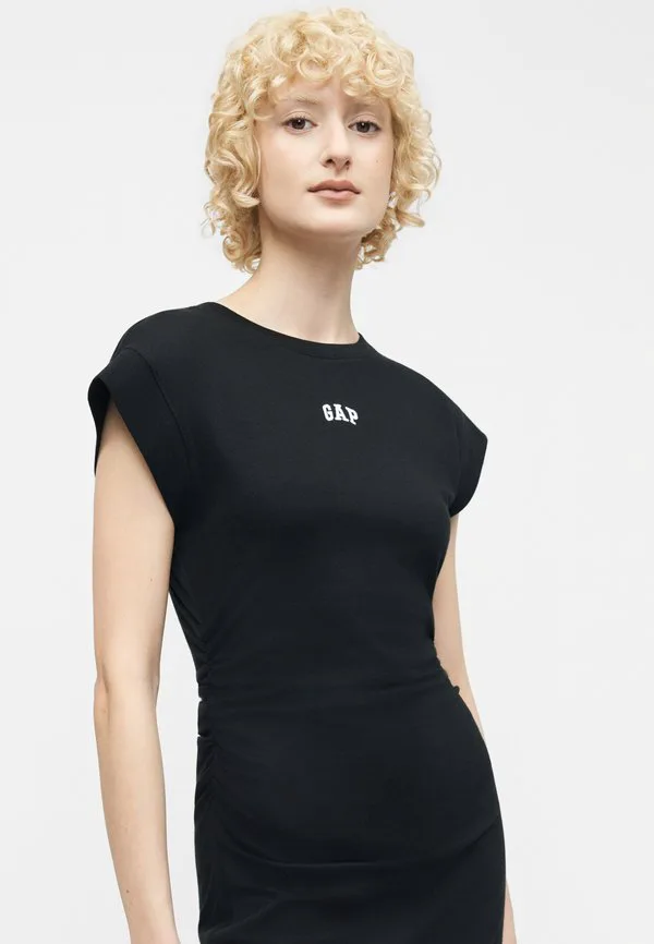 Футболка с логотипом платье из трикотажа Gap, True Black — фото 4