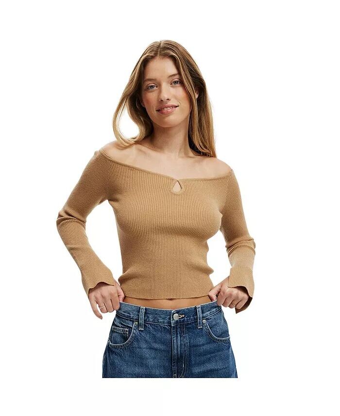 

Женский Everfine Be My Sweetheart пуловер с замочной скважиной COTTON ON, коричневый